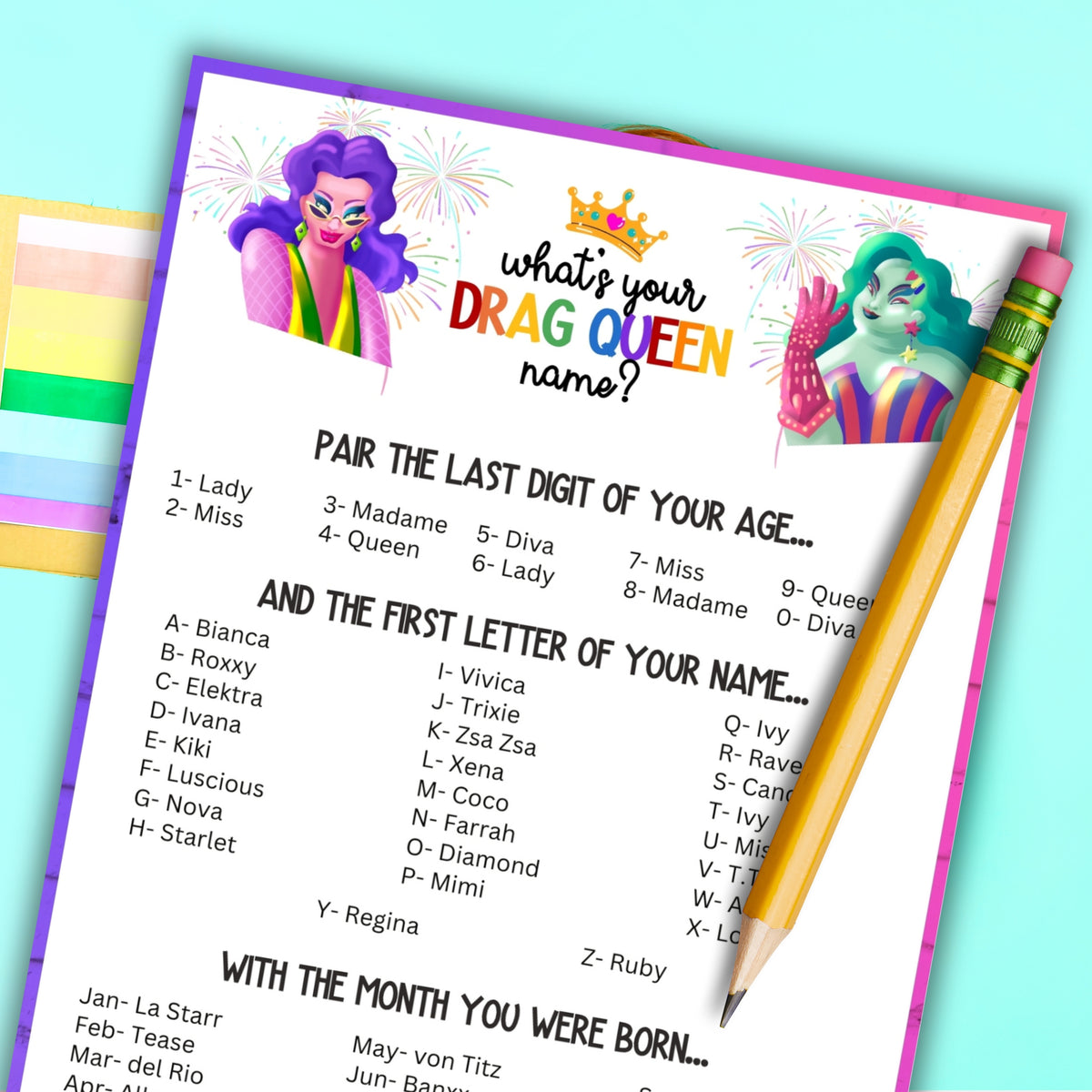 Drag Queen Name Lasat Names Ideas What's Your Drag Queen Name? – Party Prints Press