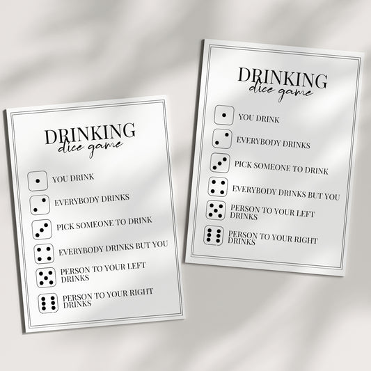 Drinking Dice Game For Adults Printable