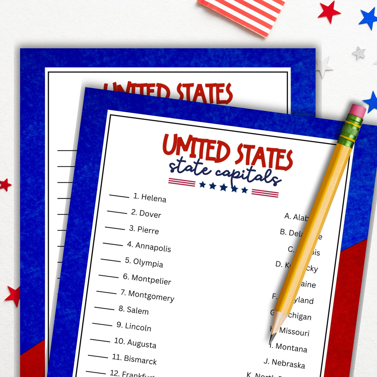 US State Capitals Trivia Quiz – Party Prints Press