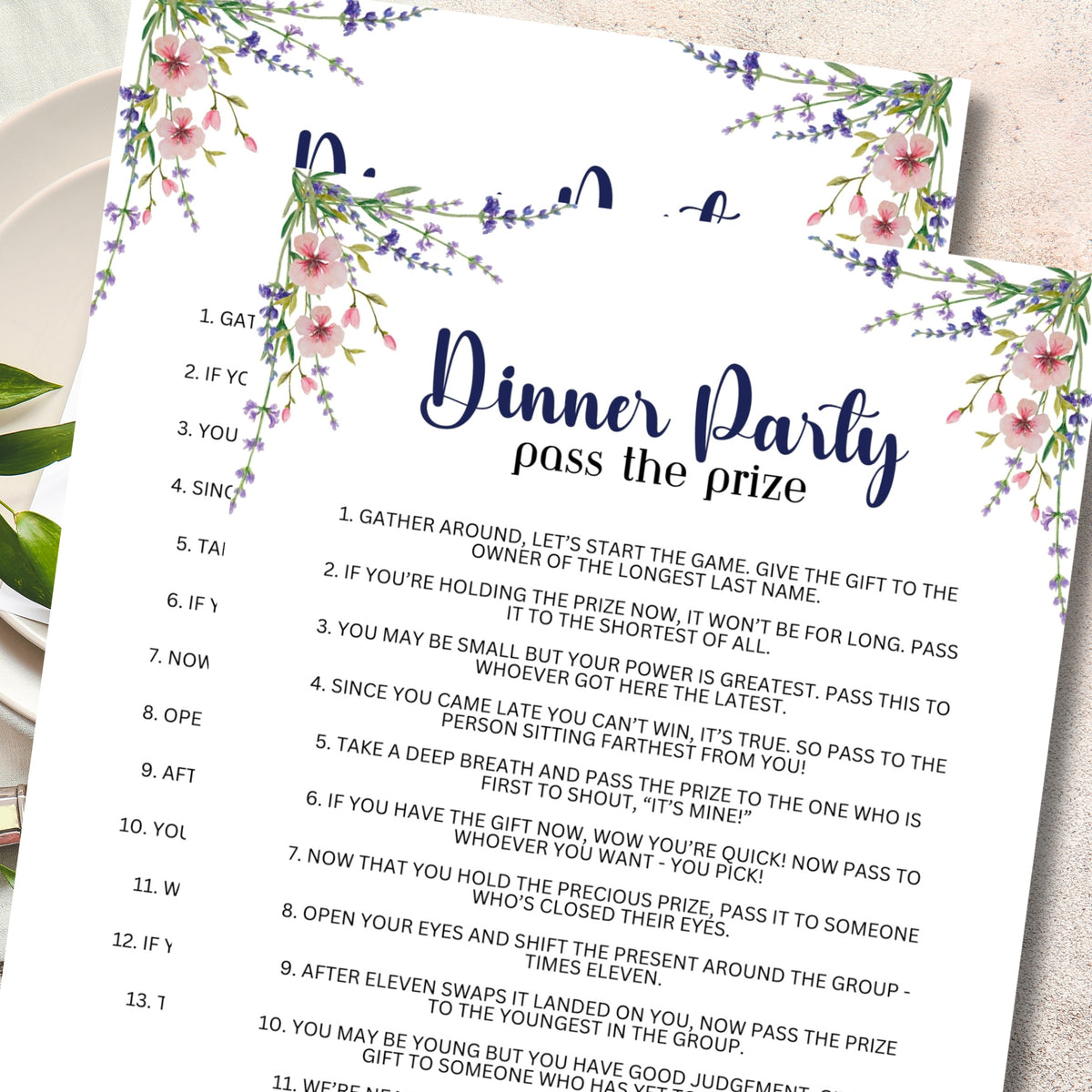 Dinner Party Pass The Prize – Party Prints Press