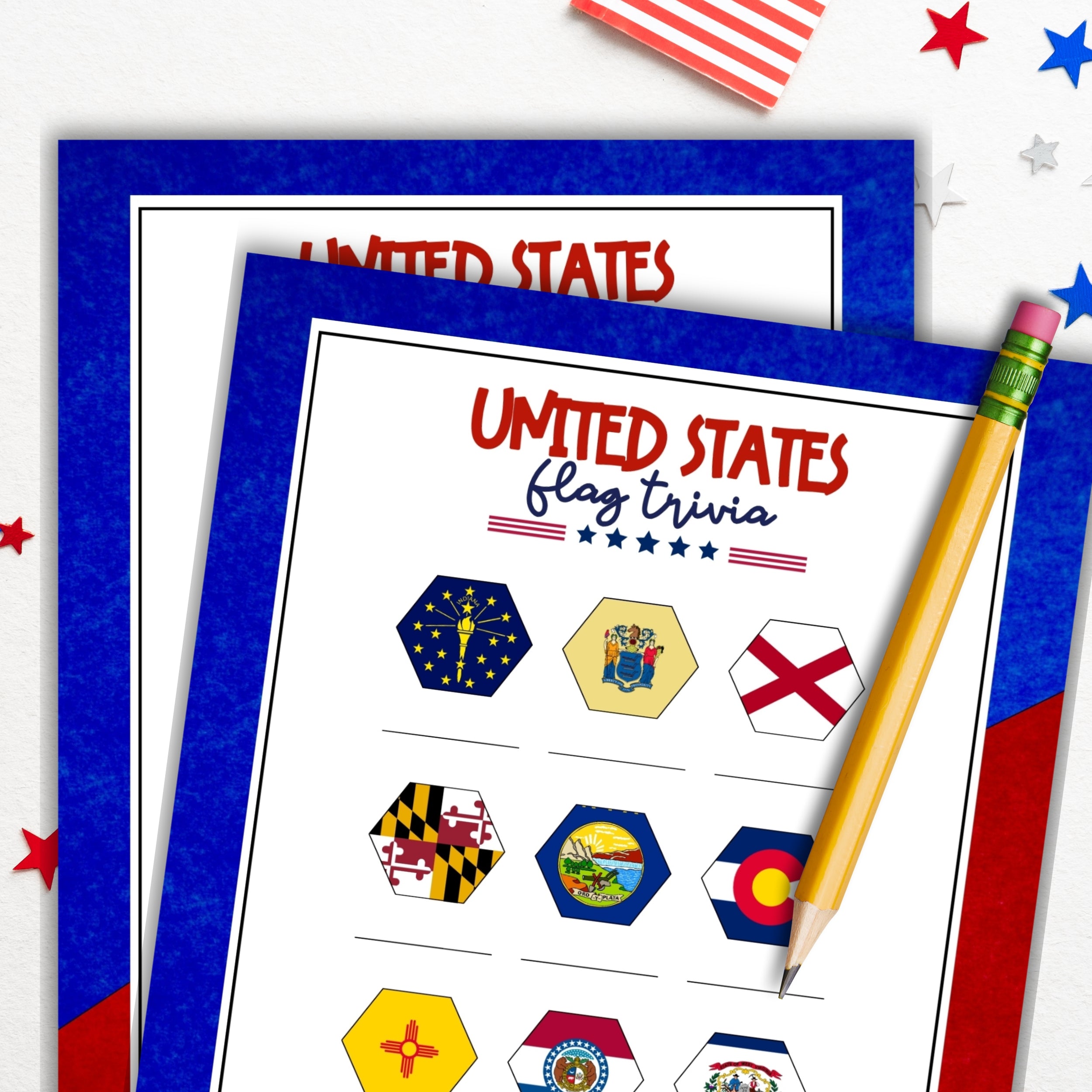 US Flags Picture Trivia – Party Prints Press