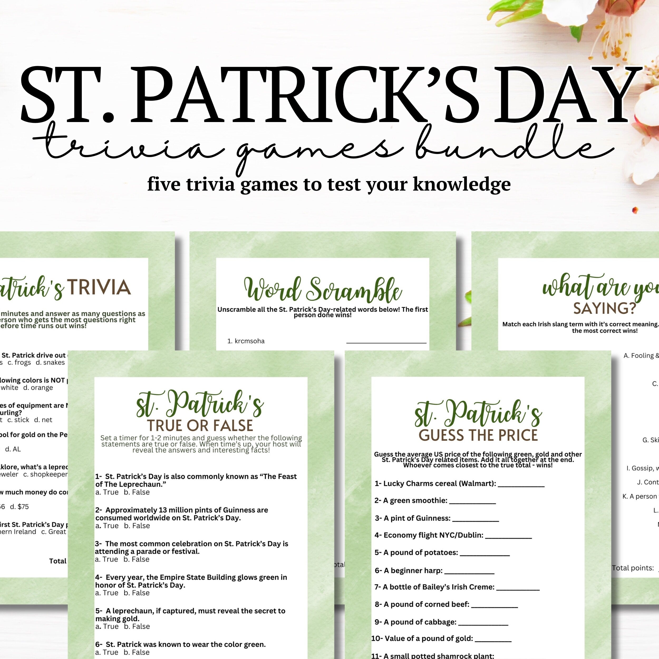 St. Patrick's Trivia Bundle – Party Prints Press