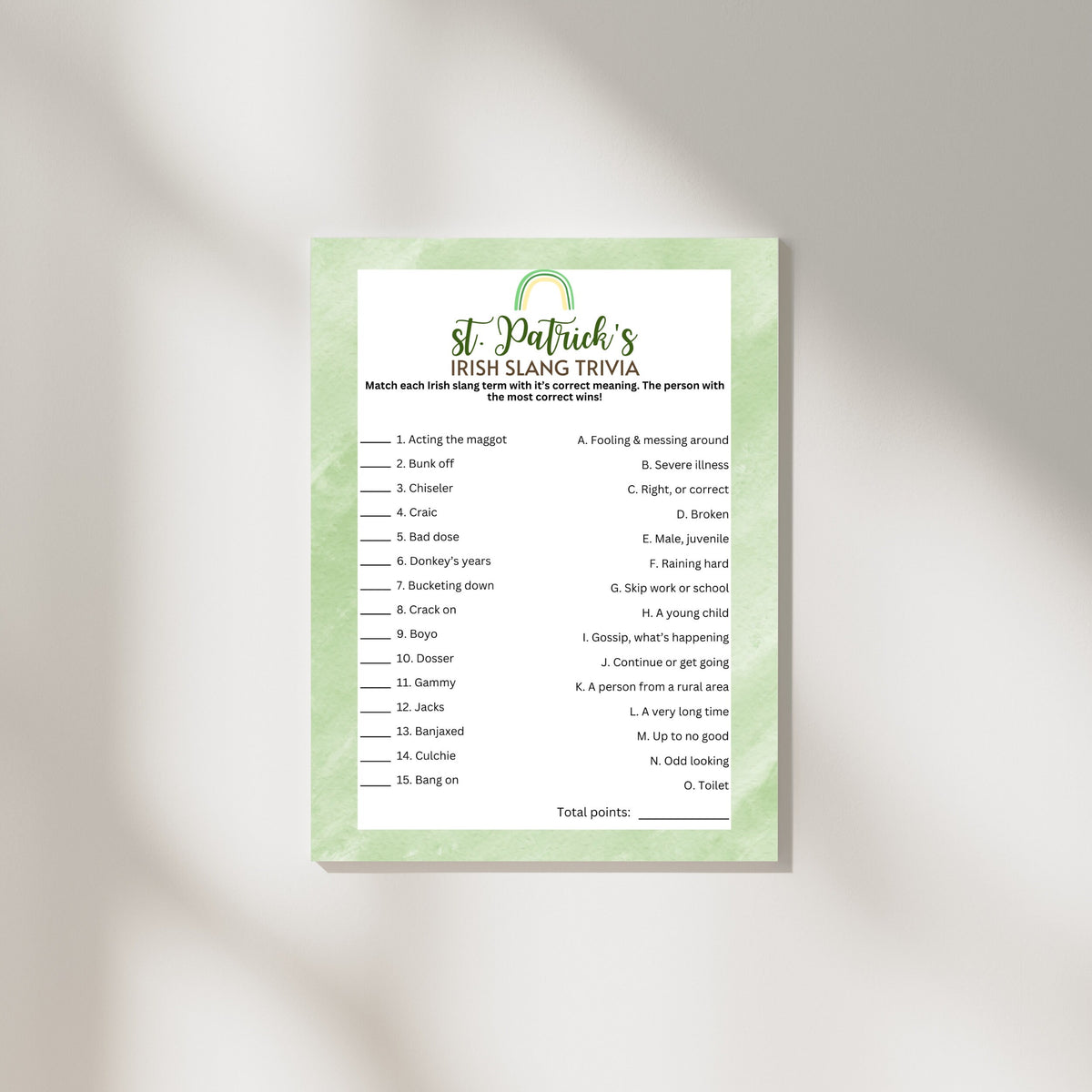 St. Patrick's Irish Slang – Party Prints Press