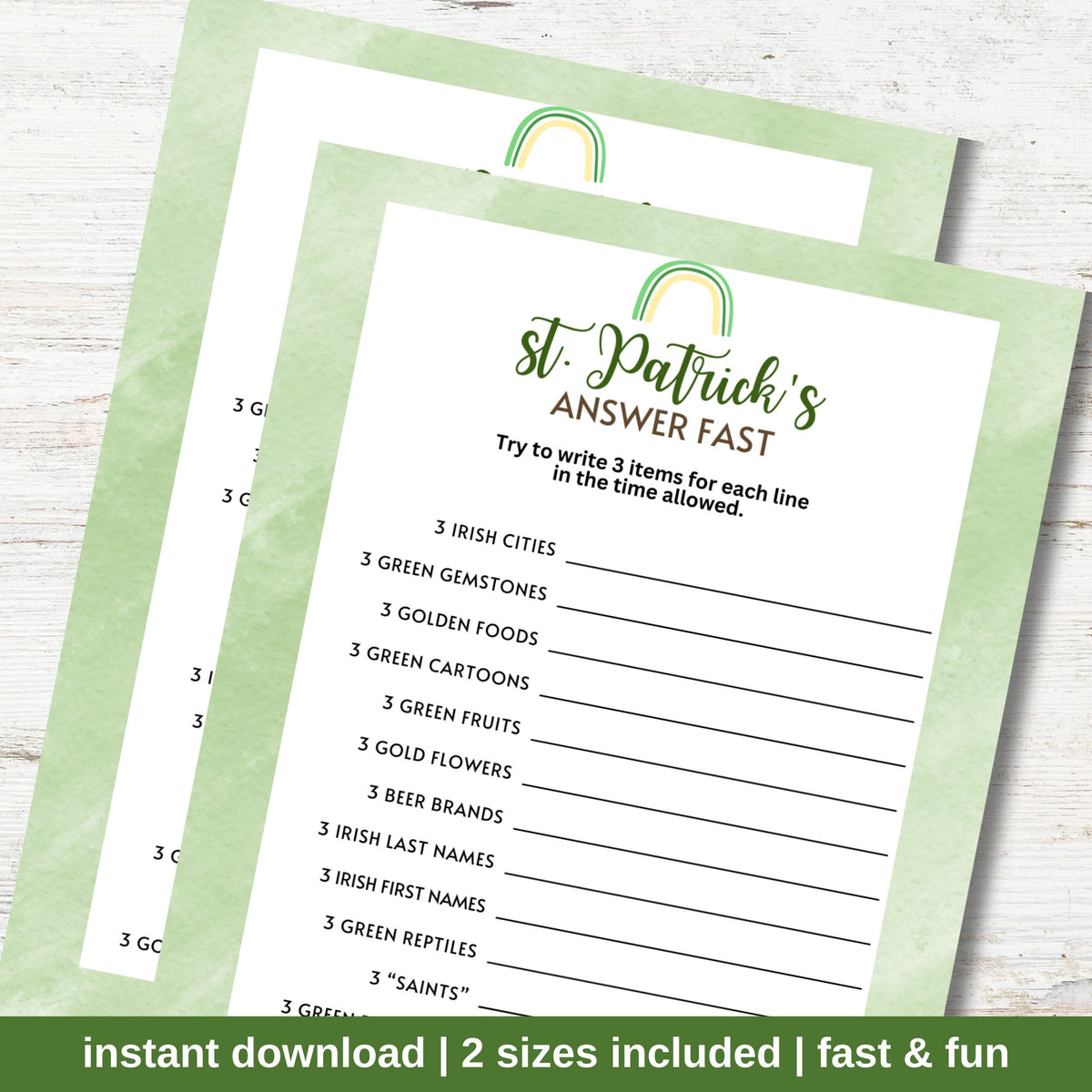 St. Patrick's Answer Fast – Party Prints Press