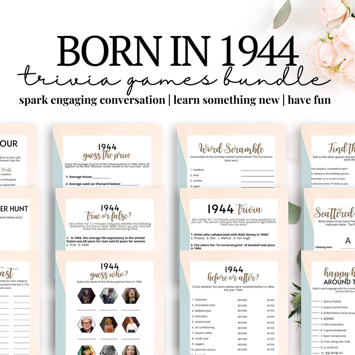 Born in 1944 Birthday Bundle – Party Prints Press