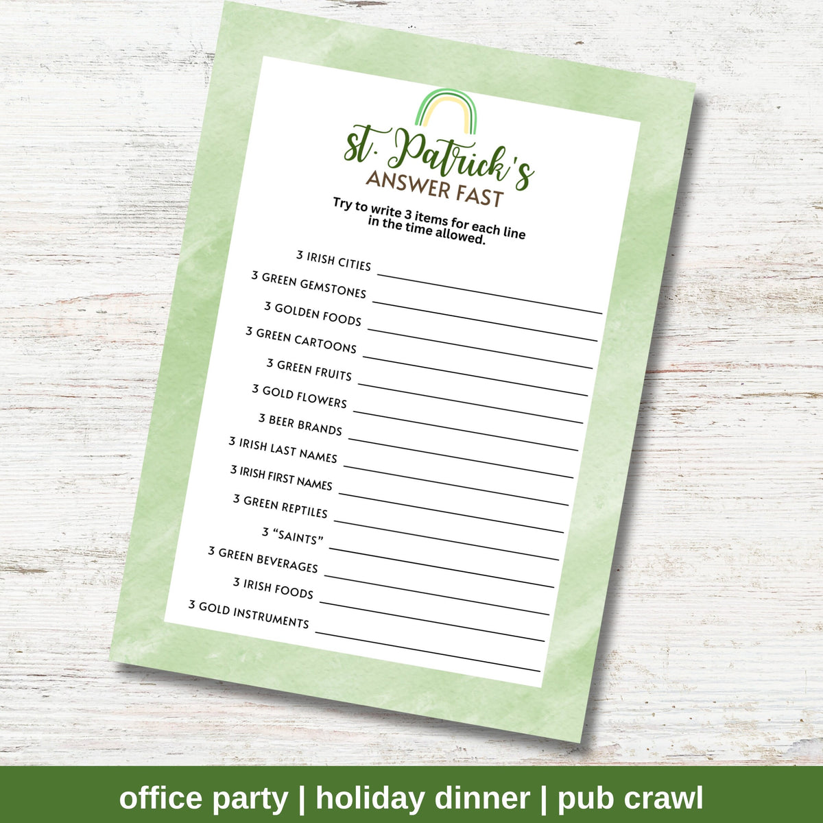 St. Patrick's Answer Fast – Party Prints Press