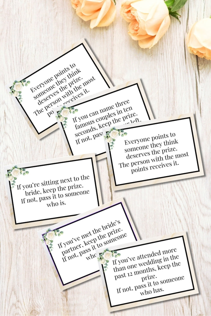 Pass the Prize Bridal Shower Card Game