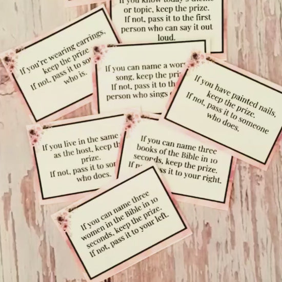 women's ministry pass the prize card game video