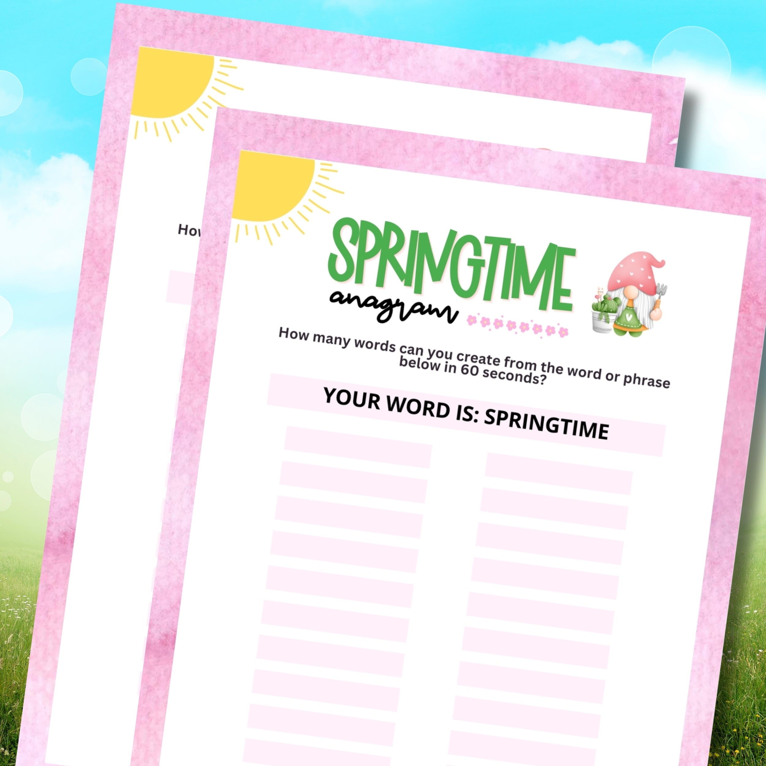 Spring Anagram Race – Party Prints Press