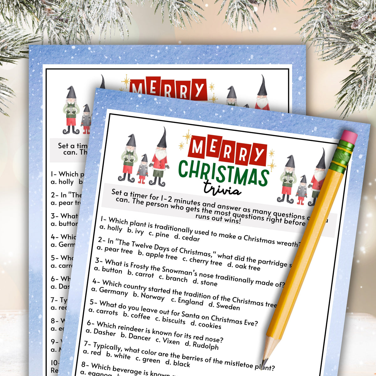 Christmas Trivia Quiz Game – Party Prints Press
